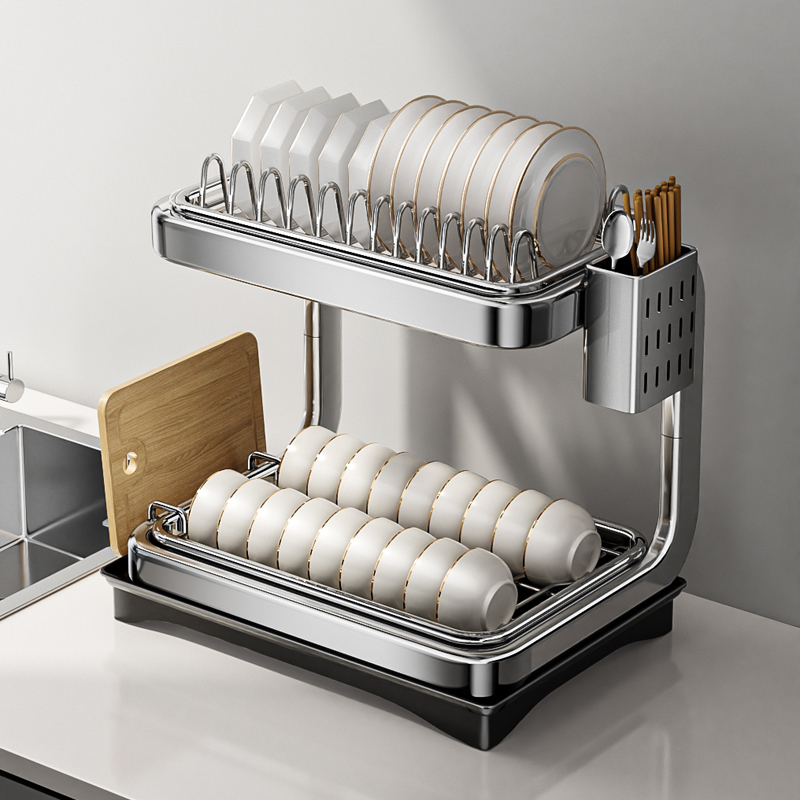 碗架碗碟收纳架双层厨房置物架多功能沥水篮台面放碗筷碗盘沥水架