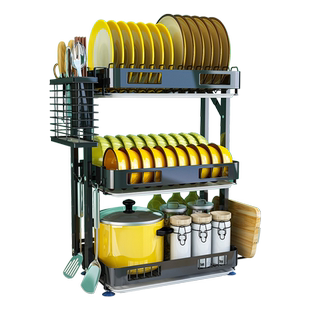 墙上厨房置物架可折叠碗架沥水架放晾碗碟筷盘收纳盒多功能壁挂式