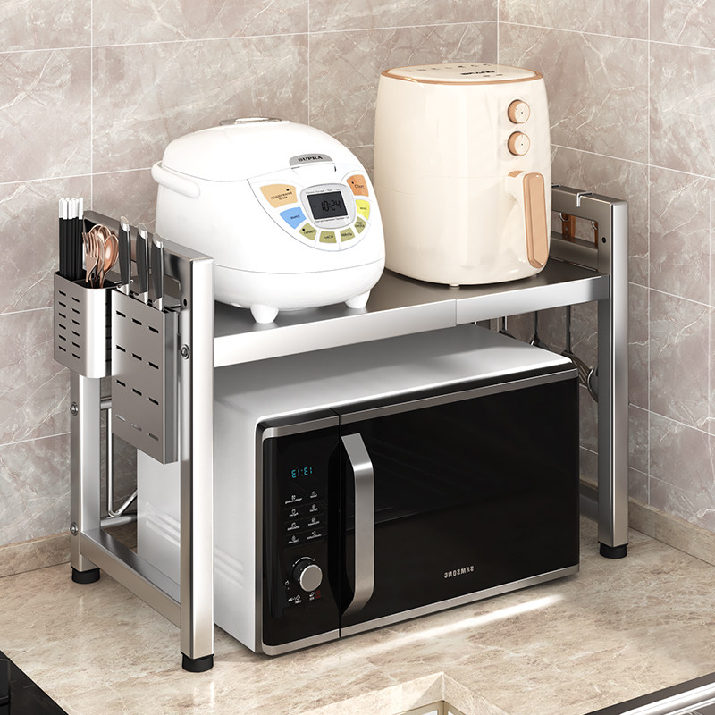 304不锈钢可伸缩厨房微波炉置物架家用台面双层烤箱多功能收纳架,厨房/烹饪用具,厨房置物架/置物柜/角架,淘宝优惠券,粉丝福利购,淘宝优惠卷