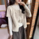 叠穿短款 女宽松春厚款 外搭毛衣 针织开衫 韩系温柔毛球系带短袖