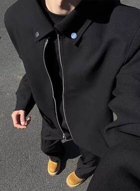 drkk美式高街黑色短款外套男款春秋高级感S拉链cleanfit行政夹克