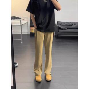 卡其色517微喇西裤男款春秋cleanfit冰丝裤子美式修身直筒西装裤