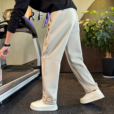 海米尔加绒直筒卫裤秋冬休闲裤男