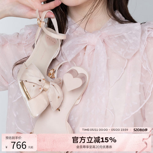 RANDA 26春季经典爱心蝴蝶结甜美优雅公主风高跟穆勒鞋女 PD37023