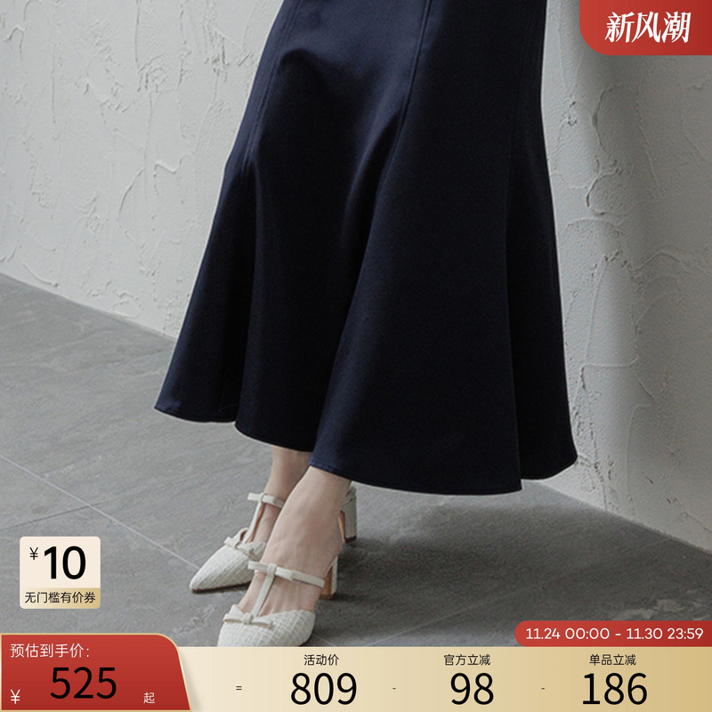 RANDA 25新款蝴蝶T字绑带休闲时尚V口剪裁优雅穆勒鞋女 PD36011