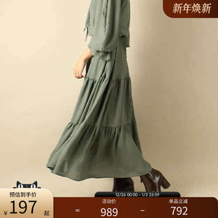 连衣裙多层荷叶边大摆长裙 式 BB01237 军绿色系带衬衫 RANDA