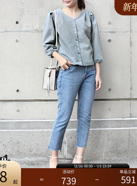 RANDA 春夏新款ol风长袖泡泡袖高级感上衣T恤罩衫通勤 BB01107