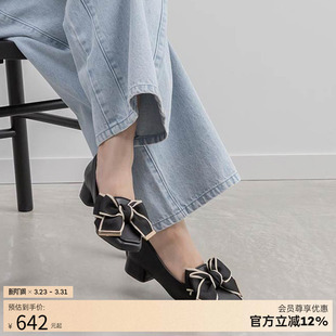 女 RANDA 蝴蝶结方头粗跟休闲风日常通勤乐福鞋 春季 PH37029 26新款