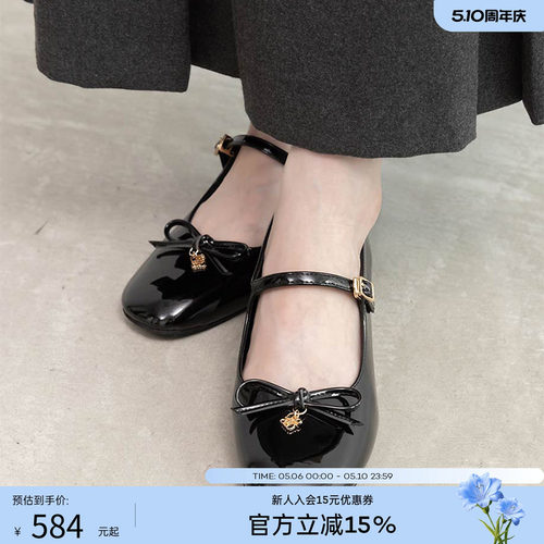 RANDA 26早春新款蝴蝶结甜美优雅设计粗跟玛丽珍单鞋 PP36249