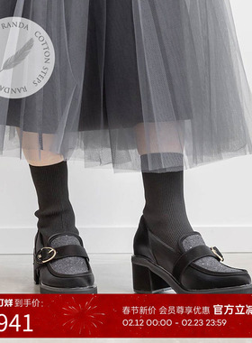 RANDA 25秋季新款COTTON系列优雅时髦甜美乐福风拼接短靴 PC36121