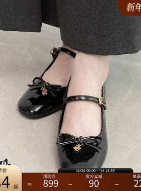 RANDA 25秋季新款蝴蝶结甜美优雅设计粗跟玛丽珍单鞋 PP36249
