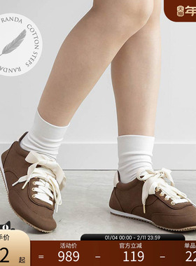 RANDA 25秋季新款COTTON高弹海绵蝴蝶结低帮运动德训女鞋 PH36236