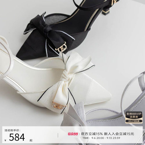 RANDA 26新款夏季蝴蝶结绑带甜妹清楚系外穿凉鞋穆勒鞋女 DD37069
