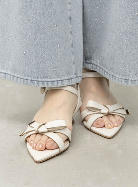 RANDA 26春夏新款蝴蝶结绑带低跟舒适不累露趾穆勒凉鞋女 PS37195