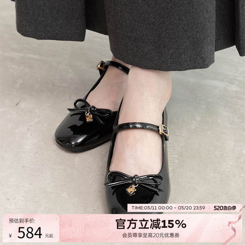RANDA 26早春新款蝴蝶结甜美优雅设计粗跟玛丽珍单鞋 PP36249