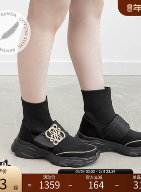 RANDA 25新款秋季COTTON系列缎面水钻华丽弹力休闲运动鞋 PH36030