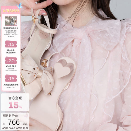 【限时限量复刻】RANDA 26春季爱心系列蝴蝶结甜美高跟穆勒鞋女