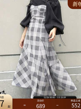 RANDA 一字肩上衣女 气质咖色灯笼袖露肩系带雪纺衫 BB01226