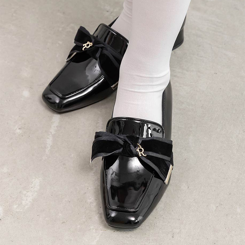 RANDA 25早秋新款天鹅绒蝴蝶结华丽优雅休闲乐福鞋 PH36103