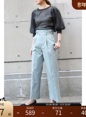 RANDA 微闪泡泡袖上衣女夏季新款圆领修身短款针织衫 BB01104