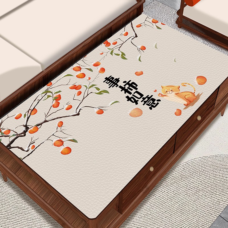 新中式客厅茶几垫防水防油餐桌垫免洗防烫桌布轻奢高级Z感实木桌