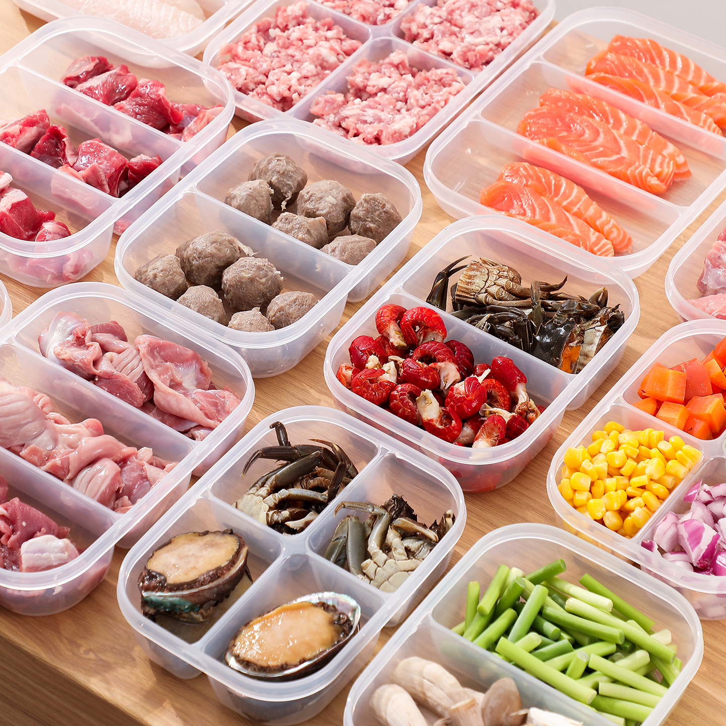 日本进口分格保鲜盒冰箱冷冻专用