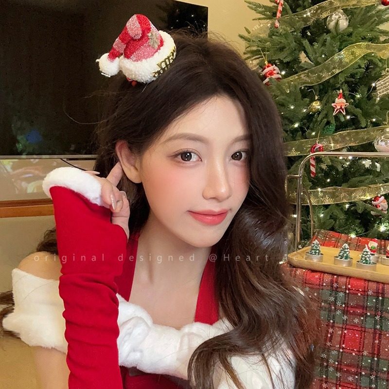 圣诞可爱小鹿侧边发夹女甜美立体圣诞帽鸭嘴夹秋冬毛绒红色小夹子,饰品/流行首饰/时尚饰品新,民族风发饰,淘宝优惠券,粉丝福利购,淘宝优惠卷