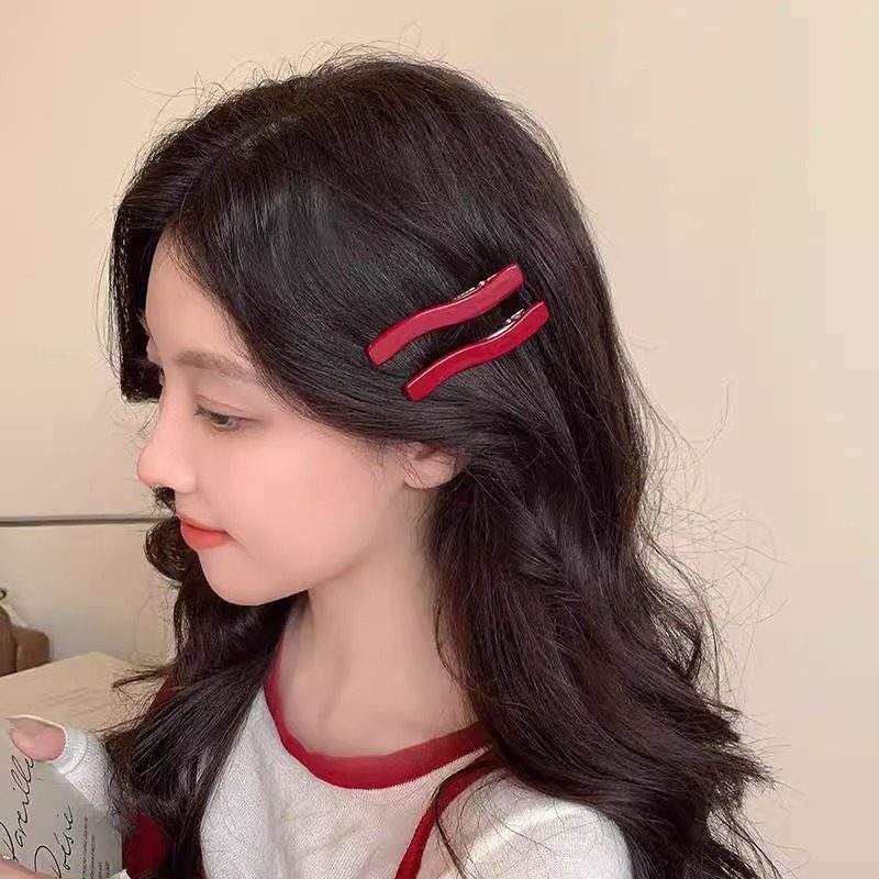 安可拉红色水滴波浪一字发夹女侧边刘海夹前额碎发高级感夹子头饰,饰品/流行首饰/时尚饰品新,民族风发饰,淘宝优惠券,粉丝福利购,淘宝优惠卷