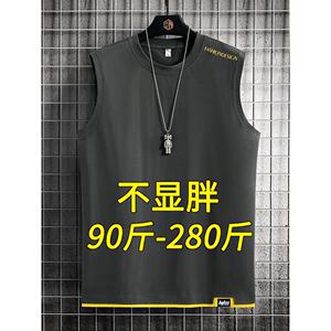 纯棉背心男夏季薄款潮牌宽松加肥加大码跑步运动坎肩冰丝无袖t恤