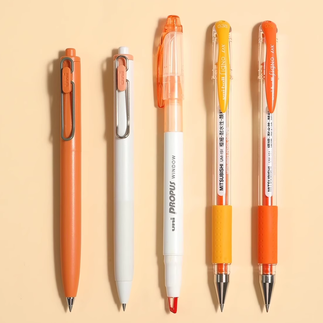 uni三菱混合色系中性笔组合套装+双头可视窗荧光笔速干签字笔手账