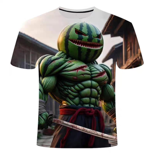 短T恤青少年男女潮流炫酷帅气装 水果大战egly印花 新款 2024年夏装