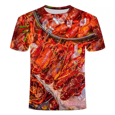 夏季新款 egly印花短袖 小众个性时尚烧烤系列 男女款宽松圆领T恤