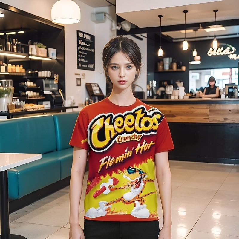 egly金拱麦当劳薯条图案印花短袖T恤半袖体恤休闲潮流百搭T恤