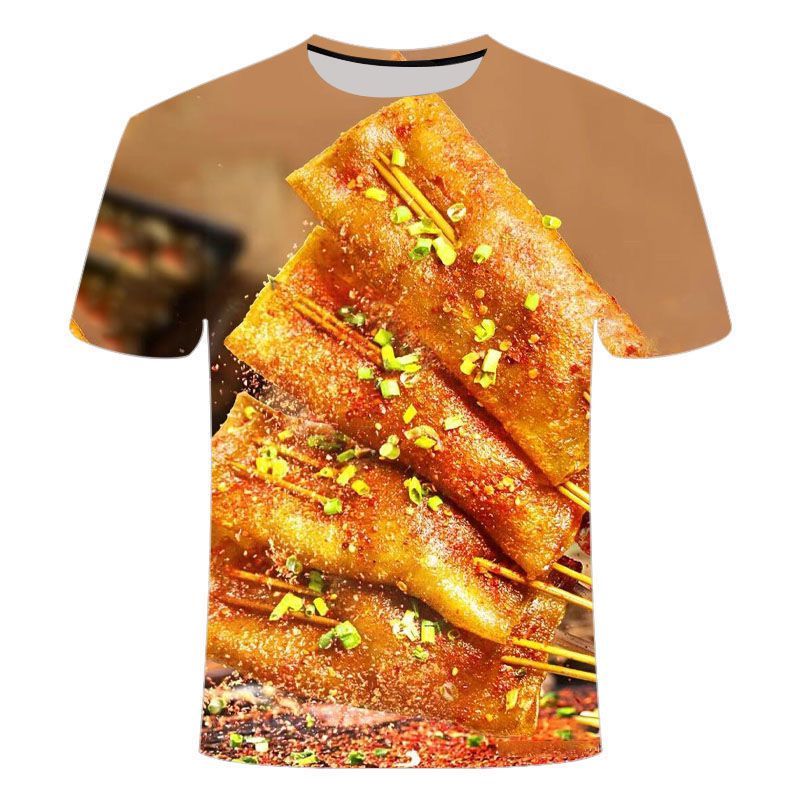 夏季爆款热销 烧烤小龙虾系列 t恤中小学生青少年3D印花潮流上衣