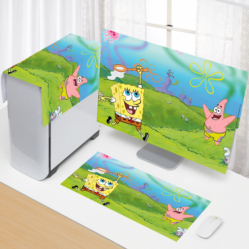 布艺卡通电脑防尘罩台式简约一体机保护套液晶显示器主机键盘盖布