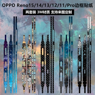 适用于OPPO Reno15/14/13/11/12pro边框贴纸磨砂卡通14pro个性防刮彩膜opporeno11pro侧边保护贴膜后盖背膜