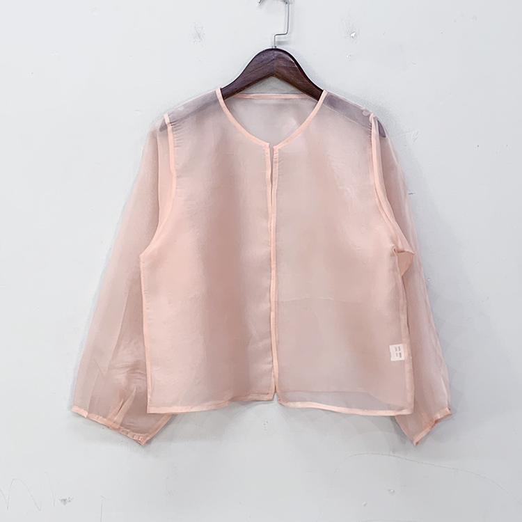 真丝生丝九分袖宽松开衫外套