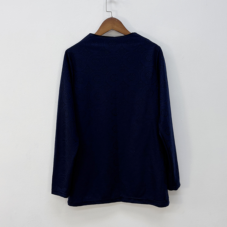 外贸针织真丝羊绒提花长袖打底衫