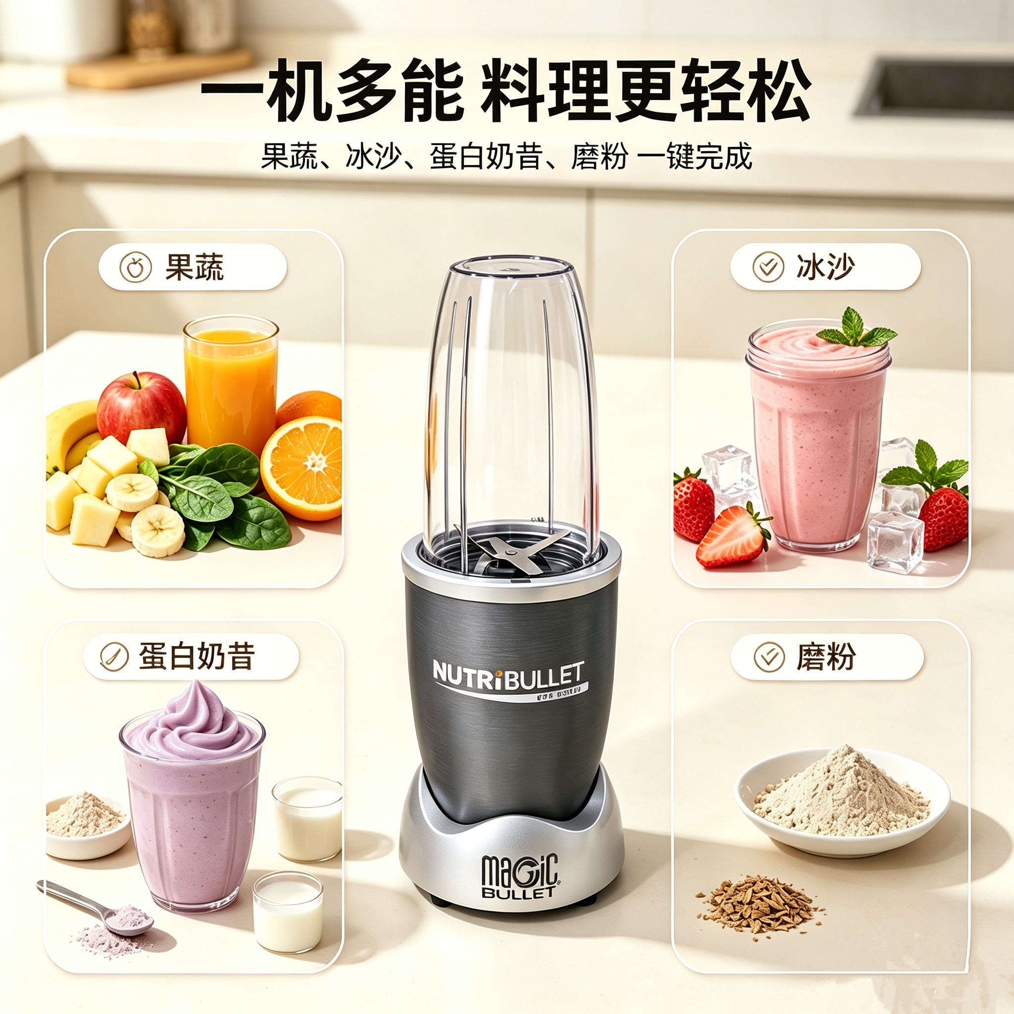 NutriBullet900Wpro破壁机家用干湿两用抗炎果蔬冰沙搅拌宝宝辅食