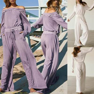 Solid color sexy slim fit jumpsuit秋冬长袖连体裤抽绳收腰显瘦