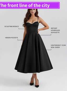 Strap slimming party slit sexy long dress夏季欧美纯黑色高端