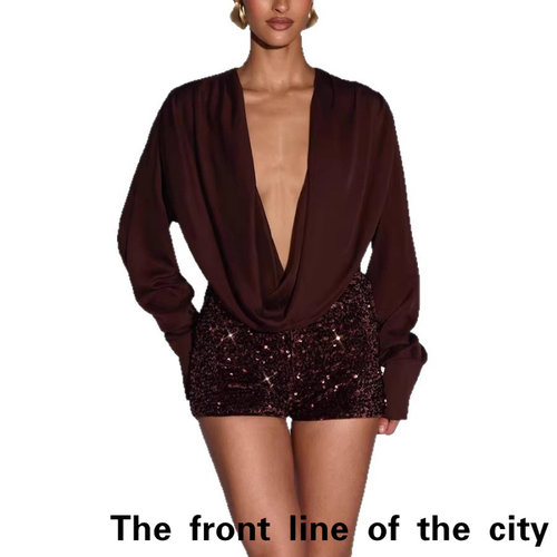 SexySplitBubbleSleeveTiedDress