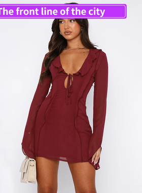 Lace slim fit sexy hip hugging dress亚马逊wish热销新款连衣裙