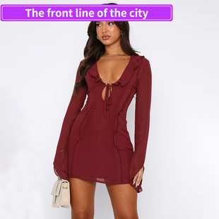 sexy fit hip hugging 连衣裙 Lace dress亚马逊wish热销新款 slim