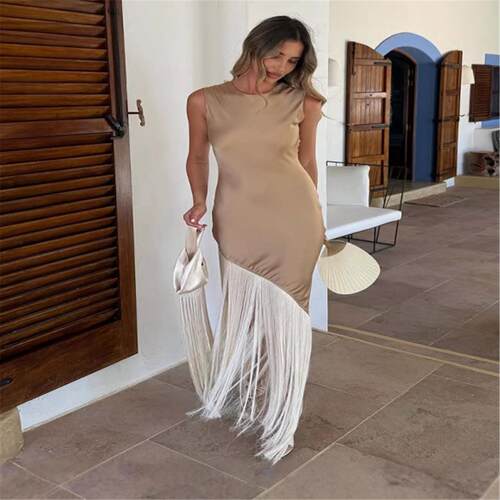 Strap strapless sexy lace dress for womenGY26091漏背无袖流苏