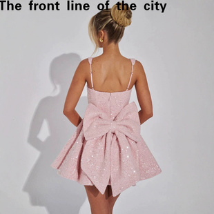 slim hugging fit hip dress欧美气质大蝴蝶结派对连衣 sexy Lace