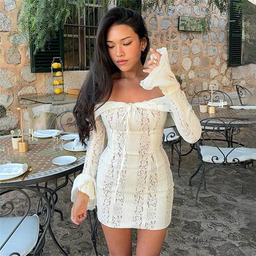 Sexy spicy girl fringe patchwork dress欧美风跨境秋冬时尚性感