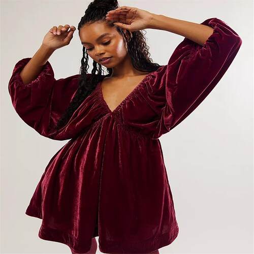 Sexy Deep V Flower Dress Printed Satin Vacation Long Dress20
