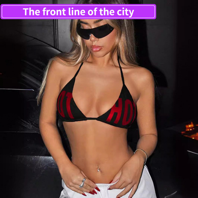 PrintedV-neckstraplessoff-shou