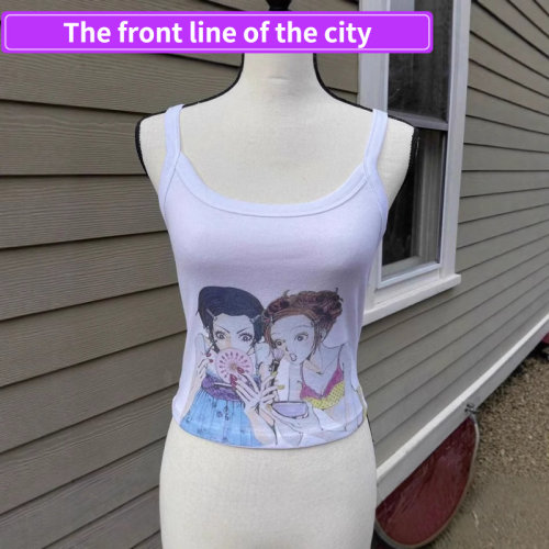 PrintedV-neckstraplessoff-shou